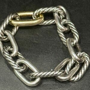 David Yurman Madison Chain Bracelet;  Sterling Silver with 18K Yellow Gold, 11mm